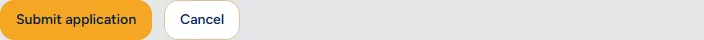 A gold Submit application button next to a Cancel link.